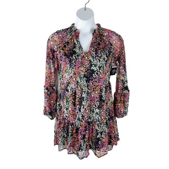 VINCE CAMUTO Ladies Multicolored Three Tier Black Mini Dress Size Small - Picture 2 of 13